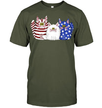 Load image into Gallery viewer, Three Cute Cats And US Flag Gift For Cats Lovers Guys Tee
