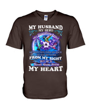 Load image into Gallery viewer, Hummingbird My Husband My Guardian Angel Gift For Angel Husband Guys V-Neck
