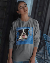 Load image into Gallery viewer, Border Collie In Denim Pocket Gift For Dog Lovers Unisex Long Sleeve
