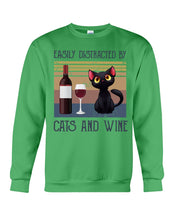 Load image into Gallery viewer, Easily Distracted By Cats And Wine Special Custom Design Sweatshirt
