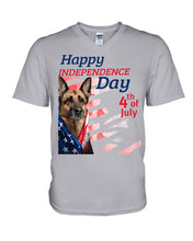 Load image into Gallery viewer, German Shepherd Happy Independence Day 4th Of July Gift For Dog Lovers Guys V-Neck
