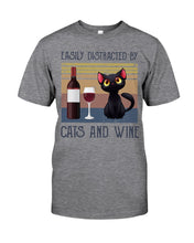 Load image into Gallery viewer, Easily Distracted By Cats And Wine Special Custom Design Guys Tee
