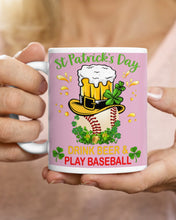Load image into Gallery viewer, Baseball Drink Beer Day St Patrick's Day Gift For Baseball Lovers Mug
