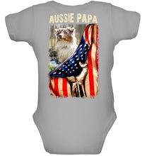 Load image into Gallery viewer, Aussie Papa America Flag Unique Custom Design For Dog Lovers Baby Onesie
