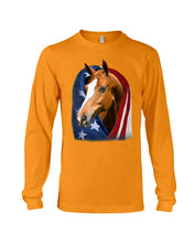 Load image into Gallery viewer, Horse Covered Into USA Flag Meaningful Gift For Men Unisex Long Sleeve
