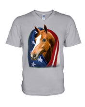 Load image into Gallery viewer, Horse Covered Into USA Flag Meaningful Gift For Men Guys V-Neck
