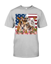 Load image into Gallery viewer, Bull Dogs USA Flag And Butterfly Pattern Gift For Dog Lovers Guys Tee
