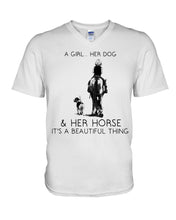 Load image into Gallery viewer, A Girl Her Dog Her Horse It's A Beautiful Thing Guys V-Neck
