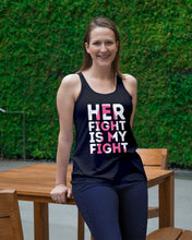 Load image into Gallery viewer, Her Fight Is My Fight Breast Cancer Awareness Meaningful Gift Ladies Flowy Tank
