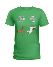 Load image into Gallery viewer, Funny Unicorn Difference Between Your Regular Aunt And My Dutch Aunt Ladies Tee

