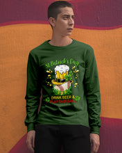 Load image into Gallery viewer, Baseball Drink Beer Day St Patrick's Day Gift For Baseball Lovers Unisex Long Sleeve

