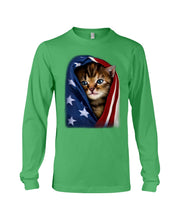 Load image into Gallery viewer, Lovely Tote Bag Cat In American Flag Gift For Cat Lovers Unisex Long Sleeve
