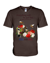 Load image into Gallery viewer, Everything Will Be Just Fine As Long As There Are Bees And Wine Gift For Bee Lovers Guys V-Neck
