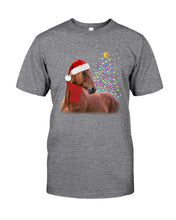 Load image into Gallery viewer, Cute Horse With Santa Hat Lovely Christmas Tree Gift For Horse Lovers Guys Tee
