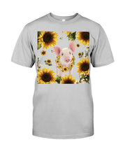 Load image into Gallery viewer, Beautiful Pig With Sunflowers Gift For Pig Lovers Guys Tee
