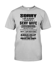 Load image into Gallery viewer, Gift For Husband Taken By An August Sexy Wife Who Happens To Cuss A Lot Guys Tee
