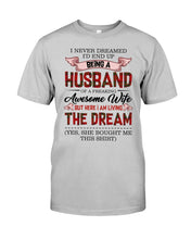 Load image into Gallery viewer, Being A Husband Of An Awesome Wife Gift For Family Plaid Red Guys Tee
