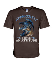 Load image into Gallery viewer, Apparently I Have An Attitude Blue Dragon Guys V-Neck
