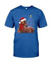 Load image into Gallery viewer, Cute Horse With Santa Hat Lovely Christmas Tree Gift For Horse Lovers Guys Tee
