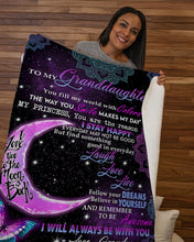 Load image into Gallery viewer, Grandpa Gift For Granddaughter Butterfly Galaxy Moon Laugh Love Sherpa Blanket
