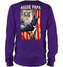 Load image into Gallery viewer, Aussie Papa America Flag Unique Custom Design For Dog Lovers Unisex Long Sleeve
