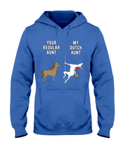 Load image into Gallery viewer, Funny Unicorn Difference Between Your Regular Aunt And My Dutch Aunt Hoodie
