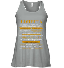 Load image into Gallery viewer, Loretta Custom Name Gift A Warrior's Mentality With A Poet's Soul Ladies Flowy Tank

