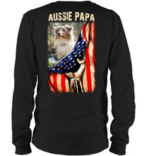 Load image into Gallery viewer, Aussie Papa America Flag Unique Custom Design For Dog Lovers Unisex Long Sleeve
