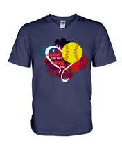 Load image into Gallery viewer, Lovely Phone Case My Heart Is On Field Gift For Softball Lovers Guys V-Neck
