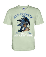 Load image into Gallery viewer, Apparently I Have An Attitude Blue Dragon Guys V-Neck
