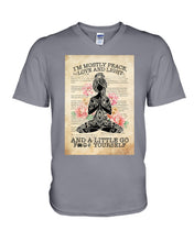 Load image into Gallery viewer, I'm Mostly Peace Love And Light Yoga Gift For Yoga Lovers Guys V-Neck

