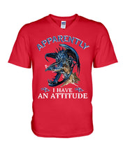 Load image into Gallery viewer, Apparently I Have An Attitude Blue Dragon Guys V-Neck
