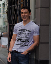 Load image into Gallery viewer, Lucky Husband Has A Gorgeous Wife Who Happens To Cuss A Lot Family Gift Guys V-Neck
