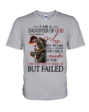 Load image into Gallery viewer, I'm Daughter Of God I Was Born In May My Scars Tell A Story Guys V-Neck
