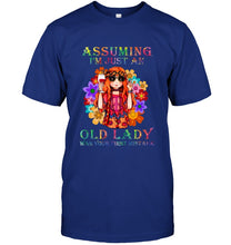 Load image into Gallery viewer, I Am Just An Old Lady Was Your First Mistake Hippie Guys Tee
