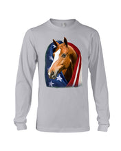 Load image into Gallery viewer, Horse Covered Into USA Flag Meaningful Gift For Men Unisex Long Sleeve
