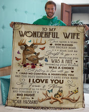 Load image into Gallery viewer, God Blessed The Broken Road Deer Hunting Husband Gift For Wife Sherpa Blanket
