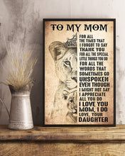Load image into Gallery viewer, I Love You Do Mom I Do Love With Lion Best Gift For Mom Vertical Poster
