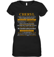 Load image into Gallery viewer, Cheryl Custom Name Gift A Warrior's Mentality With A Poet's Soul Ladies V-Neck

