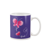 Load image into Gallery viewer, Faith Butterfly Breast Cancer Awareness Custom Design Mug
