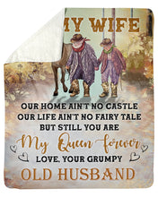 Load image into Gallery viewer, Cowboy Our Home Ain't No Castle Grumpy Old Husband Gift For Wife Sherpa Blanket
