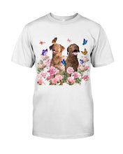 Load image into Gallery viewer, Gift For Dog LoversChesapeake Bay Retriever With Peonies Guys Tee

