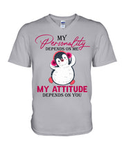 Load image into Gallery viewer, Cute Penguin My Attitude Depends On You Gift For Penguin Lovers Guys V-Neck
