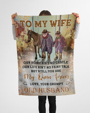 Load image into Gallery viewer, Cowboy Our Home Ain't No Castle Grumpy Old Husband Gift For Wife Fleece Blanket
