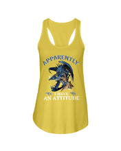 Load image into Gallery viewer, Apparently I Have An Attitude Blue Dragon Ladies Flowy Tank
