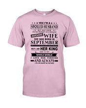 Load image into Gallery viewer, Gift For Husband I'm The Property Of A Freaking Awesome Wife Who Was Born In September Guys Tee
