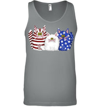 Load image into Gallery viewer, Three Cute Cats And US Flag Gift For Cats Lovers Unisex Tank Top

