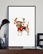 Load image into Gallery viewer, Beagle Gorgeous Reindeer Xmas Lights Gift For Dog Lovers Vertical Poster
