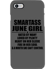 Load image into Gallery viewer, Birthday Gift For Smartass June GirlHeart On Her Sleeve Phone case
