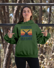 Load image into Gallery viewer, Assuming I;m Just An Old Lady Was Your First Mistake Gift For Softball Lovers Hoodie
